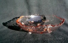 große SCHÜSSEL 3 Füße*PRESSGLAS rosalin* SCHWEPNITZ "LUISE Dekor 121"~1955/mkW36