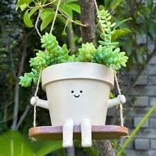 Blumentopf Hängend mit Schaukel Gesicht,Hängetopf mit Lächelgesicht Blumenampel