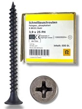 Rigipsschrauben Ø 3,9x25 -PH 500Stk./ 500Stk.   Feingewinde Trockenbau H2Pal12