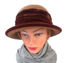 Damenwollhut in Beige/Braun elegant Damenhut von SEEBERGER  Anlasshüte Strohhüte