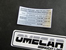 Aufkleber Sticker passend für VW Golf 2 GTI 16V G60 Reifenfülldruck Reifendruck