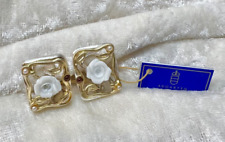 Augarten Wien Ohrringe - Porzellan, Saphire, Perle, Sterlingsilber & Vergoldet