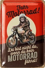 Retro Blechschild, MOTORRADAFFE Motorrad Geschenke für Motorradfahrer - 20x30cm