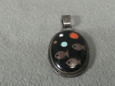 Fischland Emaille Anhänger 835er Silber  5 cm rar