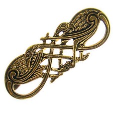 kl. Kelten Fibel Gewand Brosche Bronze f. Mittelalter Tunika Greiftiere Knotwork