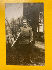 Foto Portrait Soldat Feldgrau Schirmmütze Patronengurt Seitengewehr 1. WK