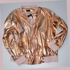 Blouson metallic Kupfer rosa Lack glanz Satin Party Gr. L 46