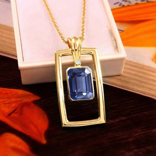 Blauer saphir anhänger - blauer,
