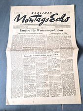 Original Tageszeitung -Montags Echo- 2. Februar 1948 Empire für Westeuropa Union
