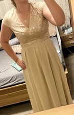 Abendkleid lang gr. 36 S von SHEIN champagnerfarbend mit Pailetten Reißverschlus