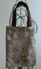 kleiner Stoff-/Einkaufsbeutel "Eulen im Winter", selbst genäht