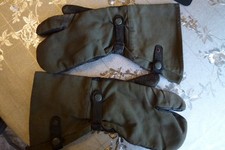 alte Leder Leinen Handschuhe grün-grau/ 2. WK 1941 Militär-Motorrad Größe 8 ,5