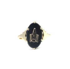 Ring 333 Gelbgold Jugendstil Antik Stil Damenring RW 46 Onyx