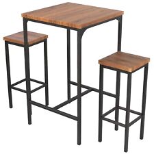 Mod. VIAREGGIO Bartisch-Set und 2 Hocker braun quadratischer Tisch 110 cm hoch