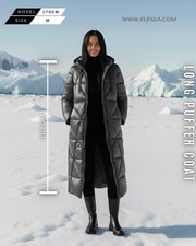 Langer Puffer Steppmantel Damen | Maxi Daunenparka Kapuze M-L-XL-XXL