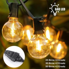 LED Lichterkette Außen Lampe Glühbirnen Beleuchtung Balkon Garten Deko Strom DE