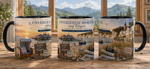 Rügen souvenir tasse schwarz - rügen,