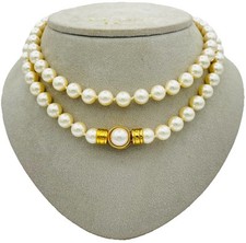 Vintage CHRISTIAN DIOR Kunstperlen Kristall Lange Kette,Choker,Schmuck ca.77cm.