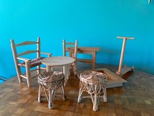 Puppenmöbel Tisch Stuhl Hocker Tisch sehr  sehr  große Puppenstube Puppenküche