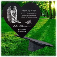 Grabplatte HERZ + Stütze in