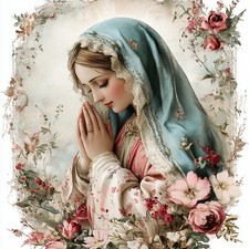 Wandbild Heilige Maria Blumen