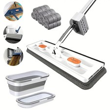 Bodenwischer, Große Flachmopp mit Eimer, Stromlinienmop mit 5 Mikrofaser