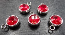 14x10mm Anhänger Edelstahl Charm Geburtsstein Januar Strass rot 1-10 Stk SB 692
