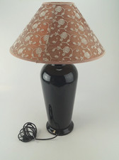 IKEA Tischlampe B716 schwarz glänzend Keramik mit Schirm Vintage Retro 80er✅