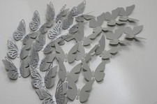 32 Set 3D Schmetterlinge Grau