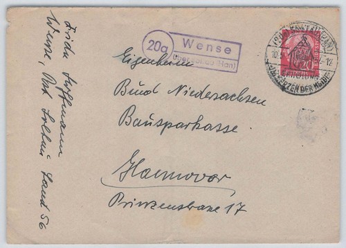 Bund landpoststempel 20a wense - landpoststempel,