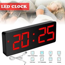 LED Wecker Digital Alarmwecker Funk Uhr Schlummerfunktion Tischuhr Batterie/USB