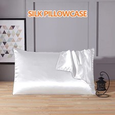 2x Seide Kissenbezug Kissenhülle Kissenbezug Anti-Falten-Bett weiche Bezüge Weiß