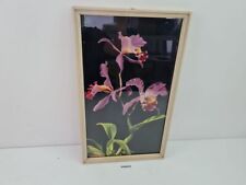 Bild Druck Orchidee in Holzrahmen hinter Glasscheibe handkoloriert Deko #244851