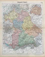 antike historische Karte Königreich Bayern um 1910 München