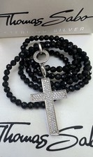 Thomas Sabo Perlenkette 70 & großer Kreuz Charm Anhänger Rarität 