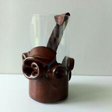 Vase Glasvase GLAS Ledermantel Blumen Leder Ummantelung 50er 60er