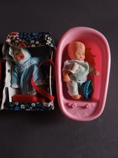 Puppen-Spiel-Set, ca.8 Teile, 2 Puppen in Tragetache bzw.Badewanne plus Zubehör