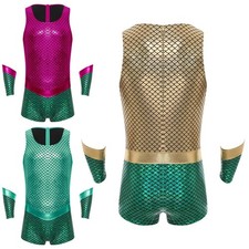 Herren Bodysuit König Triton Jumpsuit Mottoparty Kostüm Swimsuit Outfit Party