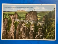 Basteibrücke mit Lilienstein Elbsandsteingebige • Postkarte 1944 gelaufen