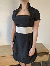 Schwarzes Konfirmationskleid mit Spaghettiträgern und Bolero-Jäckchen