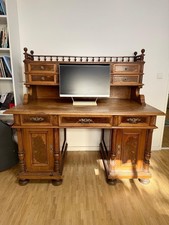 Schreibtisch Vintage GuterZustand Braun 2-teilig Für Büro Wohnung Geschäft