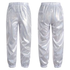 Kinder Pailletten Hose Glänzend Leggings Haremshose Disco Hip Hop Jazz Tanz Hose
