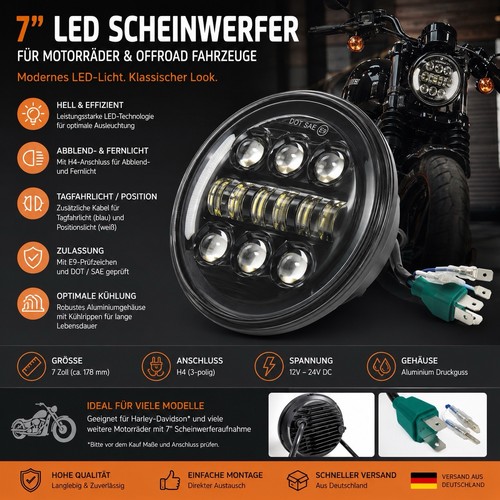 Led motorrad scheinwerfer - 7”,
