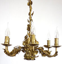 Italienische Florentiner Metall Blumen Kronleuchter, Lüster 6 Flammig