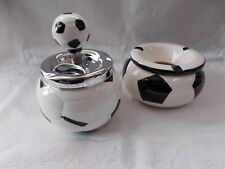Aschenbecher, Fußball, 2er-Set, Drehascher, Windascher, Keramik,