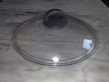 Glas Pfannen-/ Topfdeckel rund, anthrazitfarbener Kunststoffgriff 26cm.