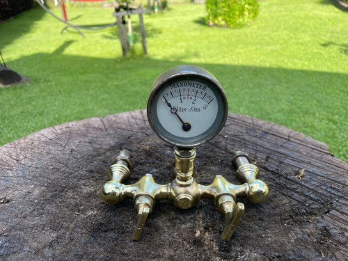 Antik manometer messing - manometer, /messing