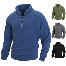Sweatshirt Fleecepullover Herren Fleece Half Zip Pullover Stehkragen Langarm