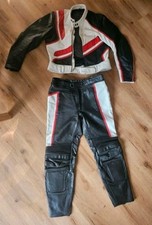 Damen Leder-Kombi  2-teilig, Lederkombi RABERG Gr. 54 schwarz- rot-weiß Motorrad