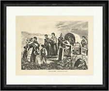 Zigeuner auf dem Schub Limmer Wanderung Planwagen Reise Kinder  Faksimile_E 6327